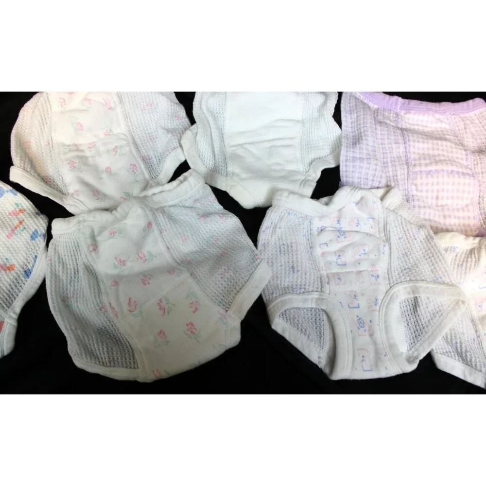 VTG Y2K 90s Gerber Cloth Training Pants 6 Pairs sz 2/3 Washable Padded